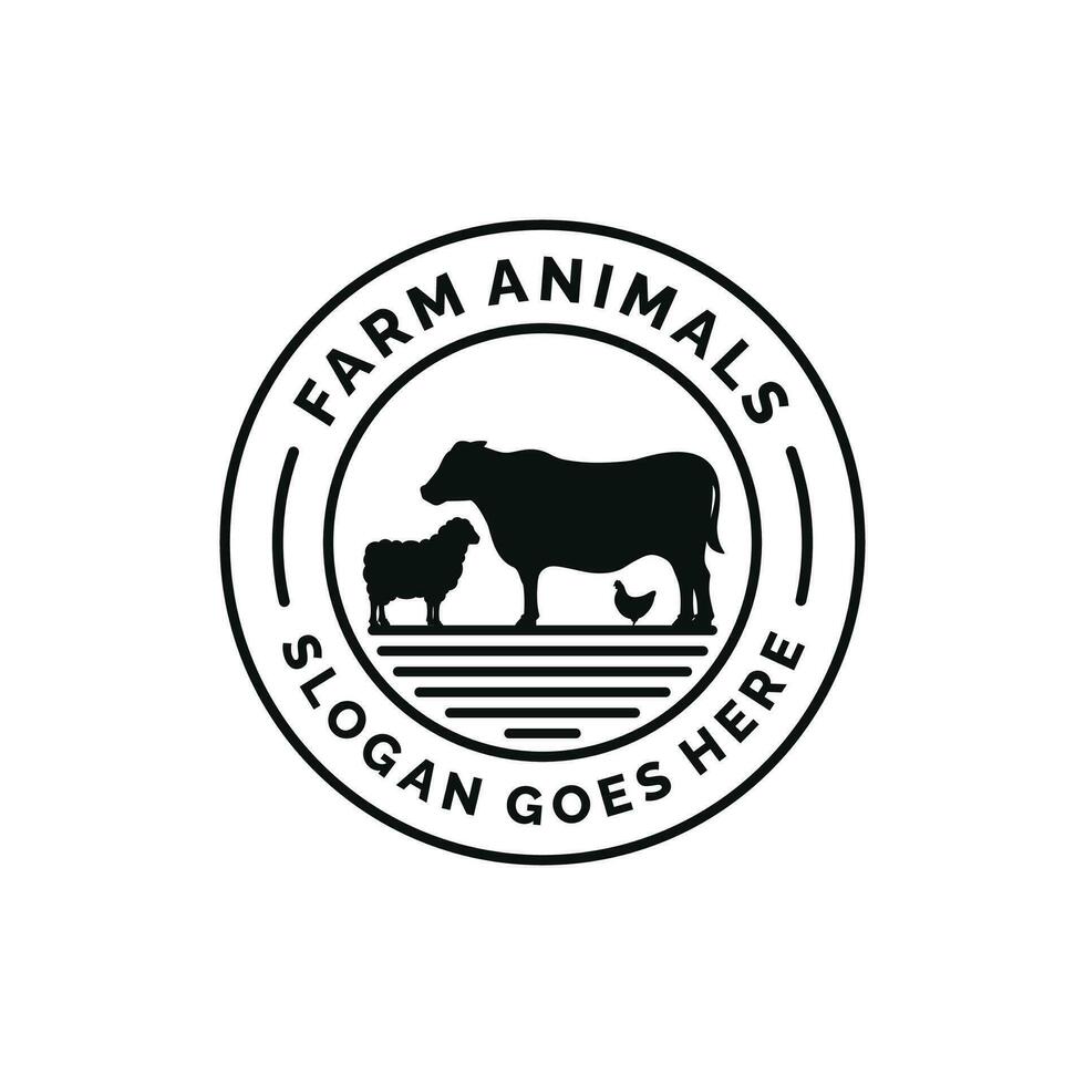 Fazenda animais logotipo Projeto vetor. gado logotipo vetor