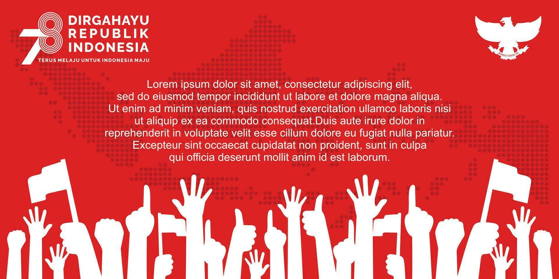 17 agosto. Indonésia feliz independência dia bandeira, cumprimento cartão, fundo vetor. dirgahayu republik Indonésia vetor