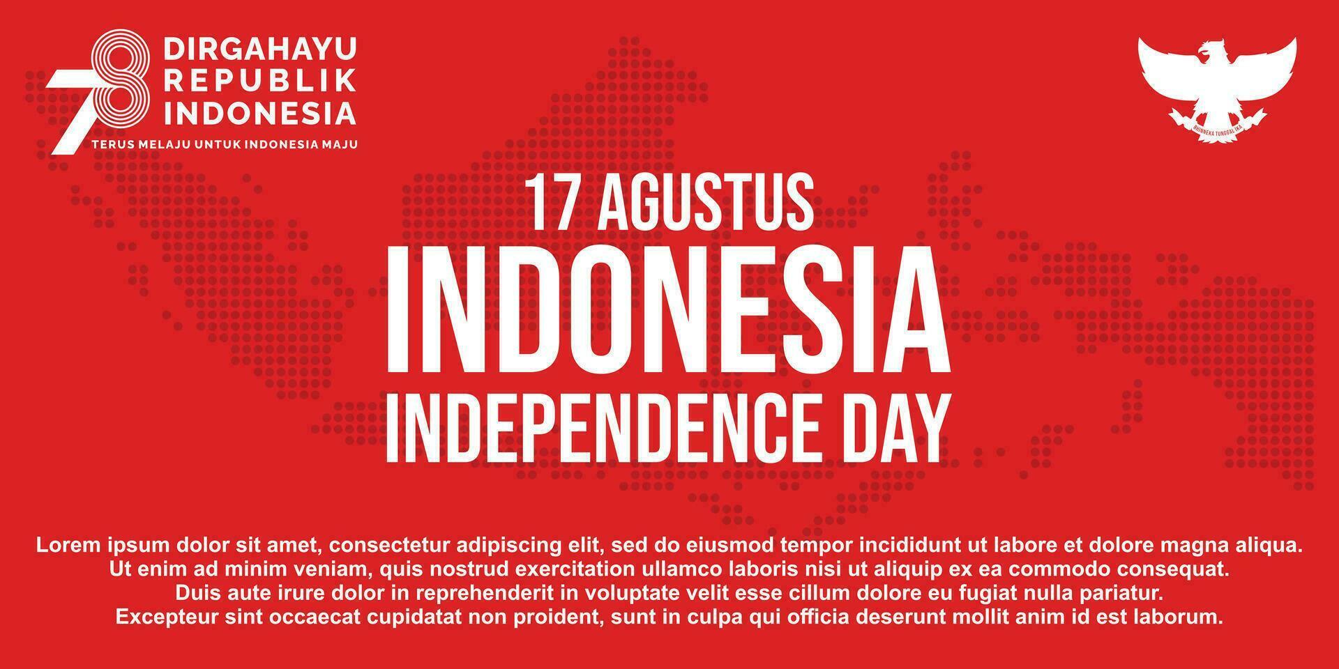 17 agosto. Indonésia feliz independência dia bandeira, cumprimento cartão, fundo vetor. dirgahayu republik Indonésia vetor