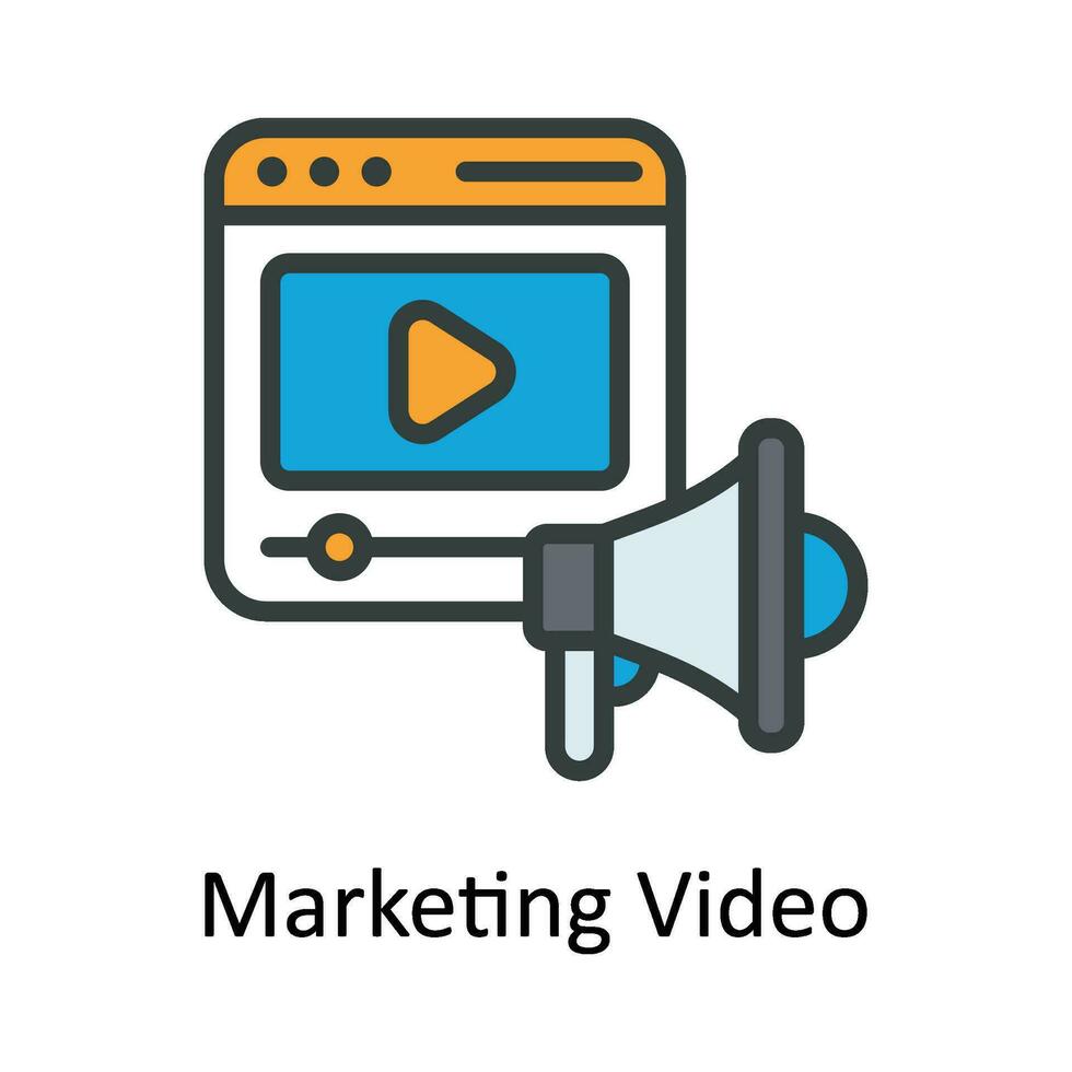 marketing vídeo vetor preencher esboço ícone Projeto ilustração. digital marketing símbolo em branco fundo eps 10 Arquivo