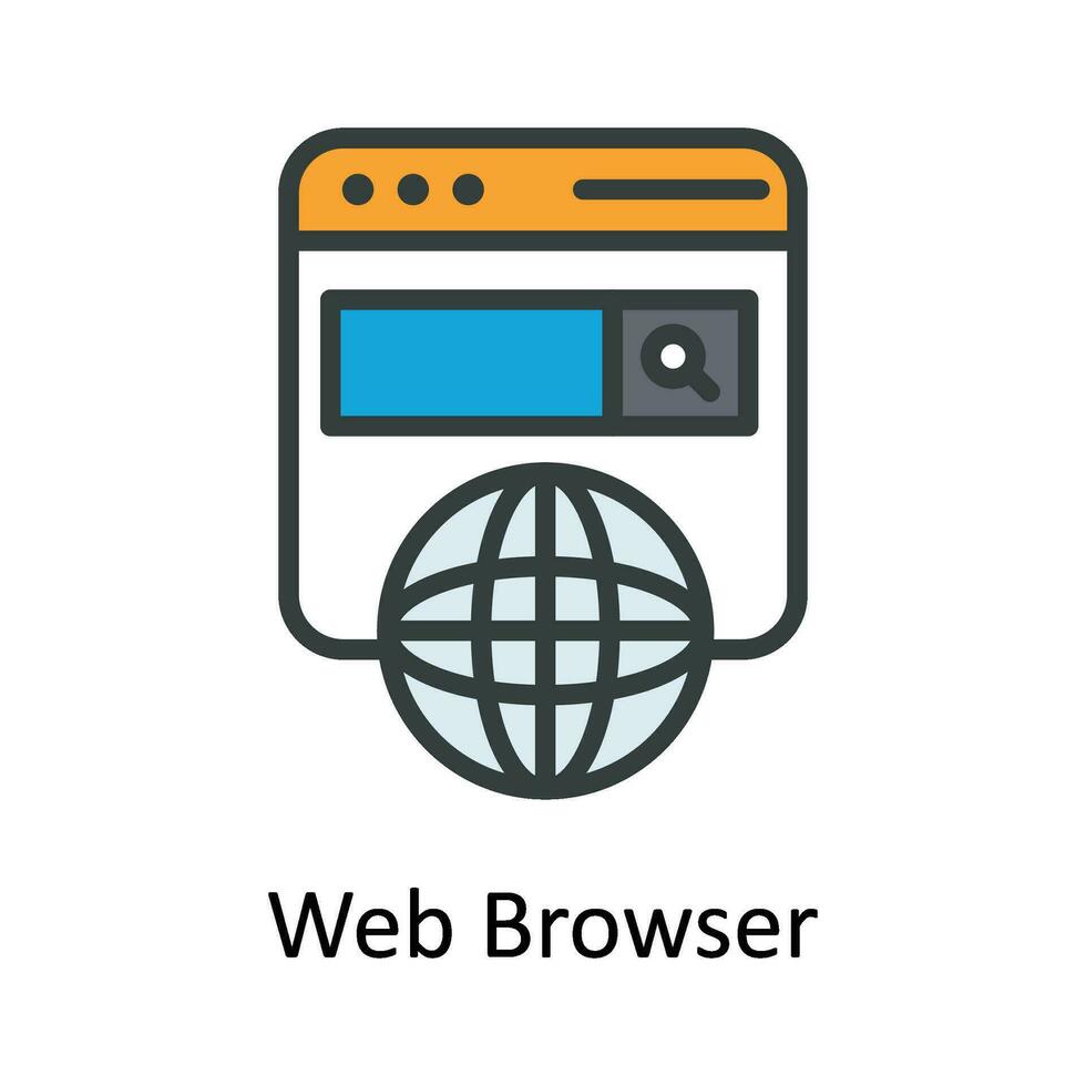 rede navegador vetor preencher esboço ícone Projeto ilustração. digital marketing símbolo em branco fundo eps 10 Arquivo