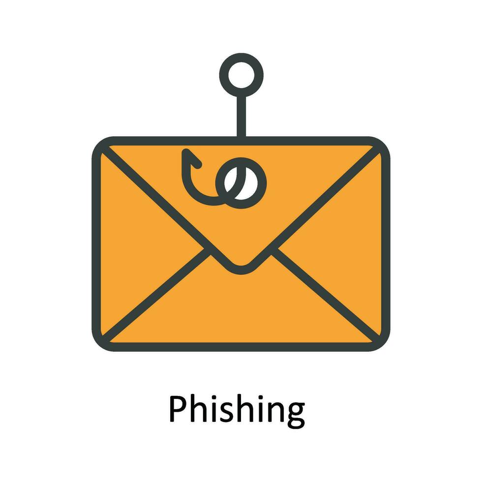 phishing vetor preencher esboço ícone Projeto ilustração. cyber segurança símbolo em branco fundo eps 10 Arquivo