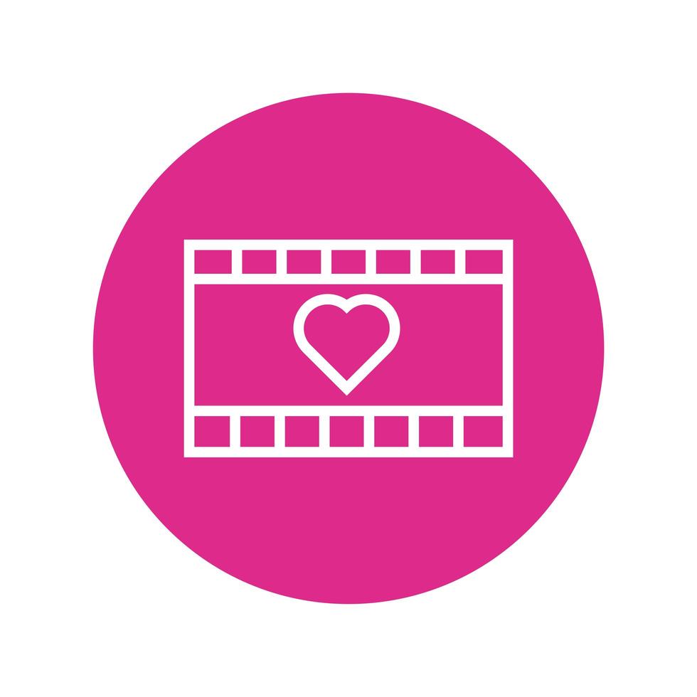Feliz Dia dos Namorados filme em fita com bloqueio cardíaco e estilo de linha vetor