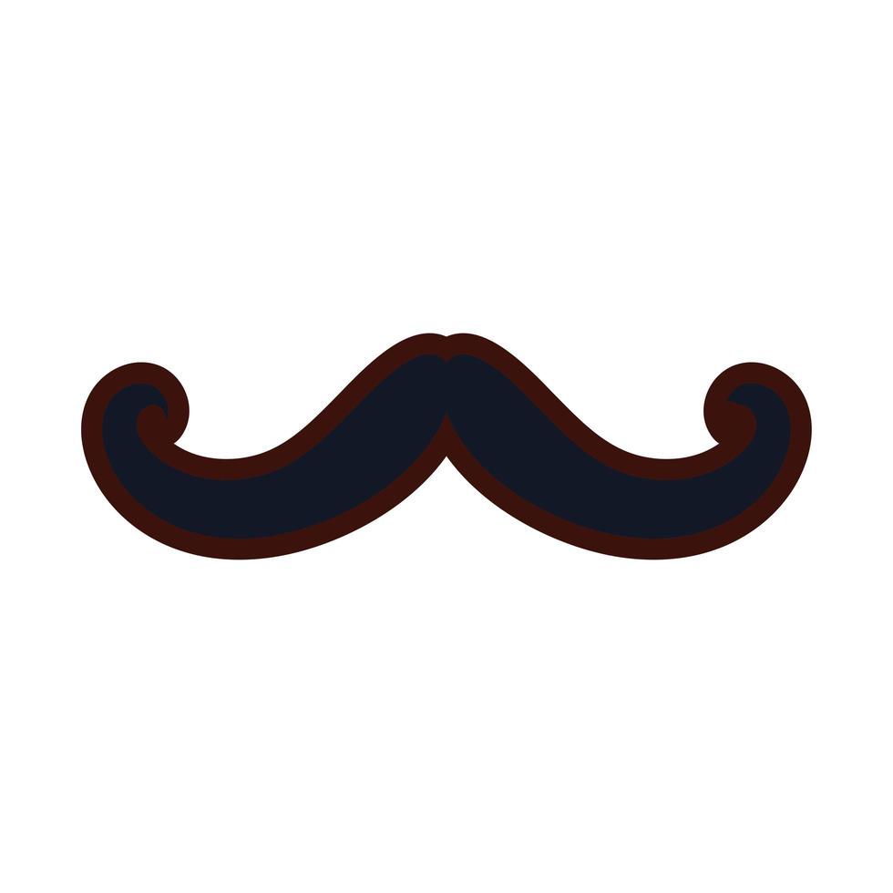 bigode vintage tendência hipster linha e preenchimento vetor