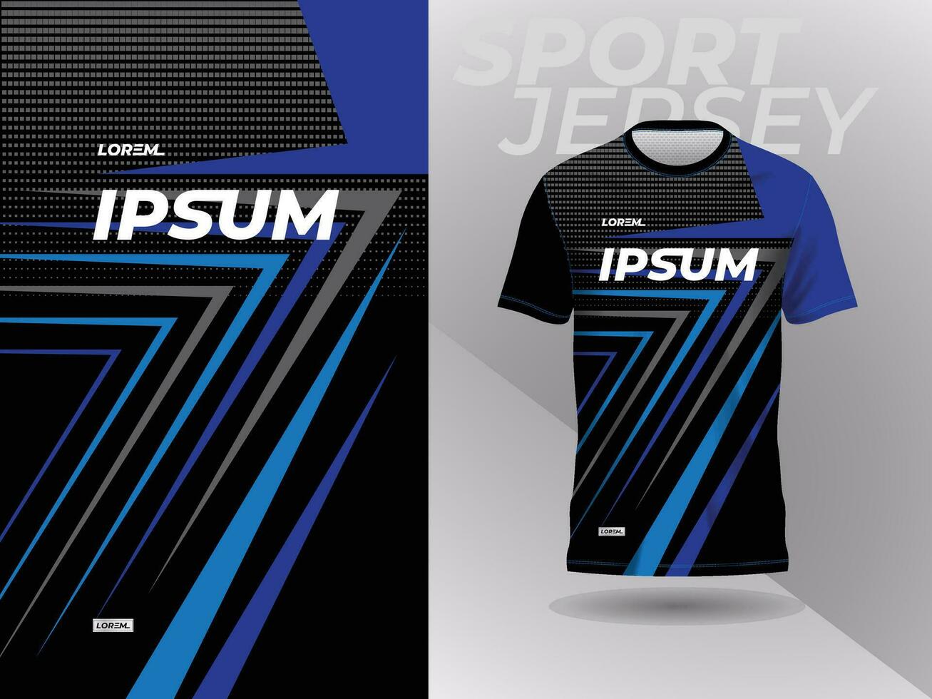 azul Preto camisa esporte jérsei brincar modelo Projeto para futebol, futebol, corrida, jogos, motocross, ciclismo, e corrida vetor