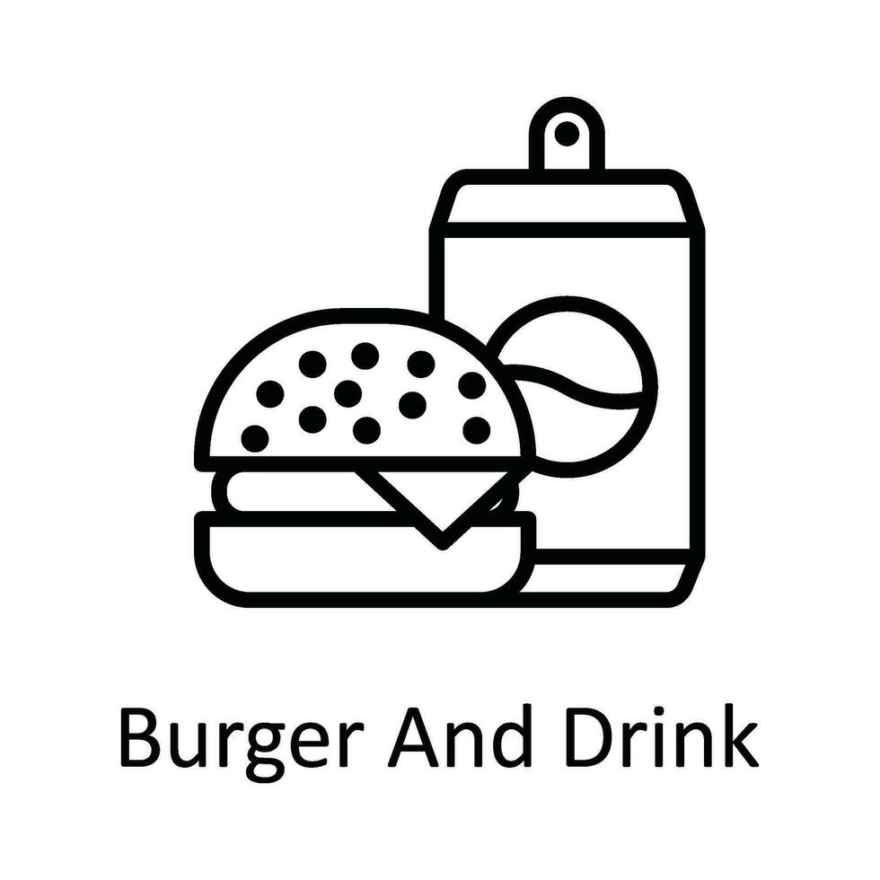 hamburguer e beber vetor esboço ícone Projeto ilustração. Comida e bebidas símbolo em branco fundo eps 10 Arquivo