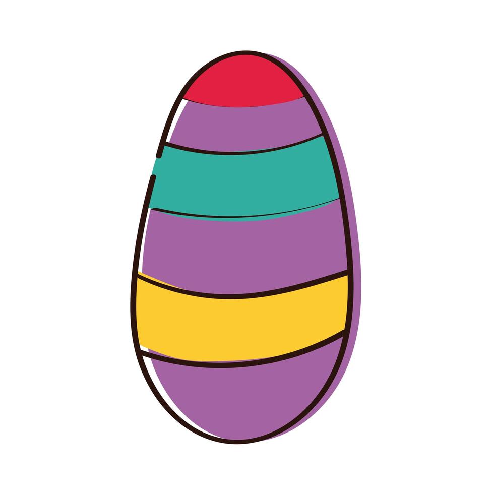 ovo de páscoa pintado com listras estilo desenho à mão vetor