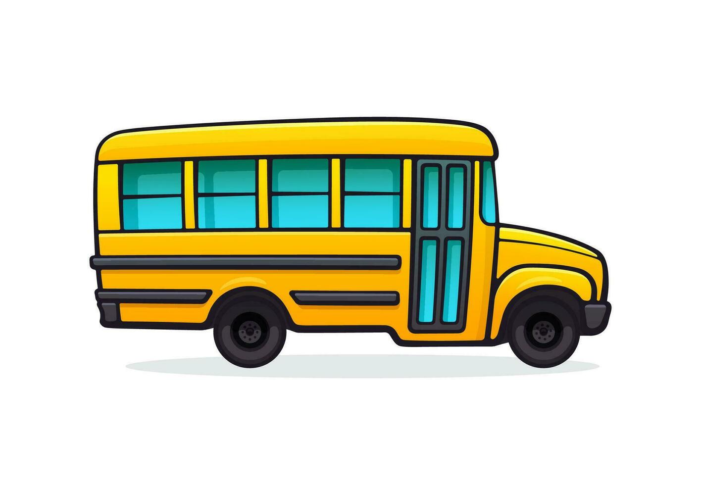 amarelo escola ônibus. passageiro transporte para transporte do crianças para escola. costas para escola. vetor ilustração com esboço dentro desenho animado estilo. grampo arte isolado em branco fundo