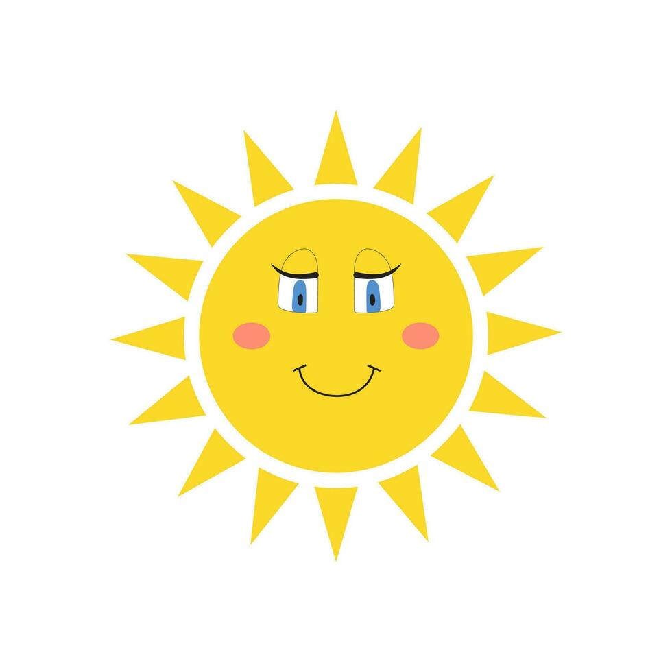 fofa desenho animado sorridente Sol isolado em uma branco fundo vetor