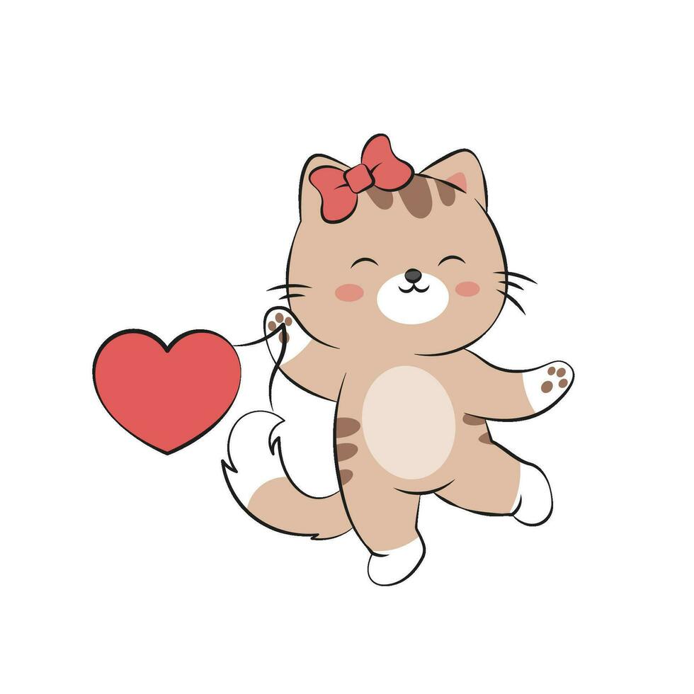 fofa gato com uma amor balão. vetor ilustração do uma engraçado gatinho