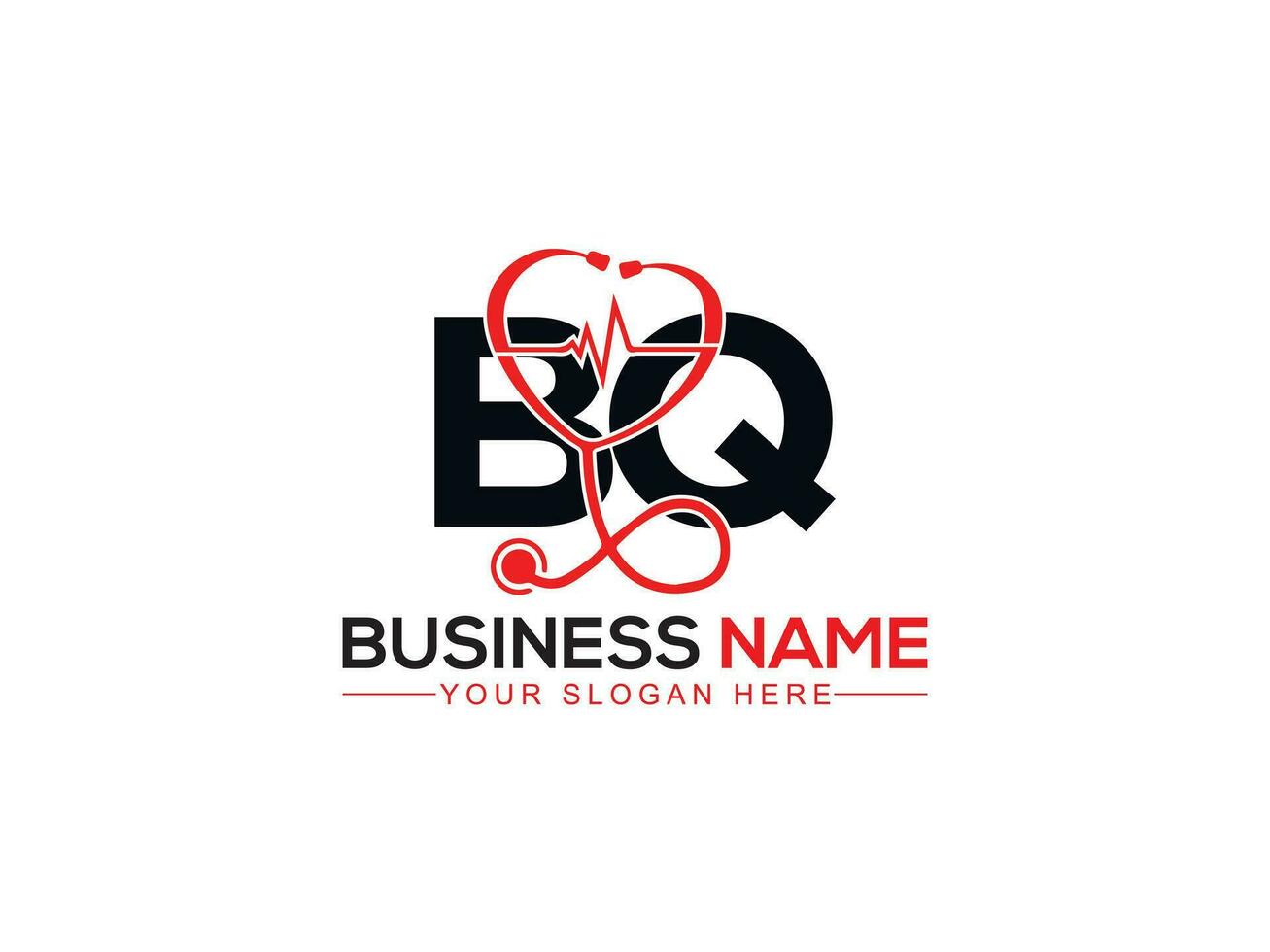 minimalista remédio bq logotipo símbolos, coração clínica bq médicos logotipo vetor