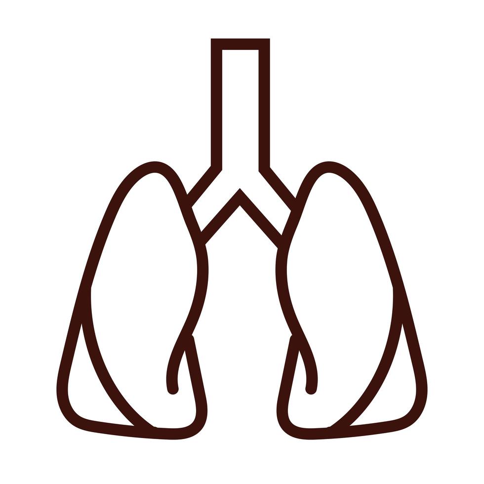 pulmões estilo de linha de órgão humano vetor