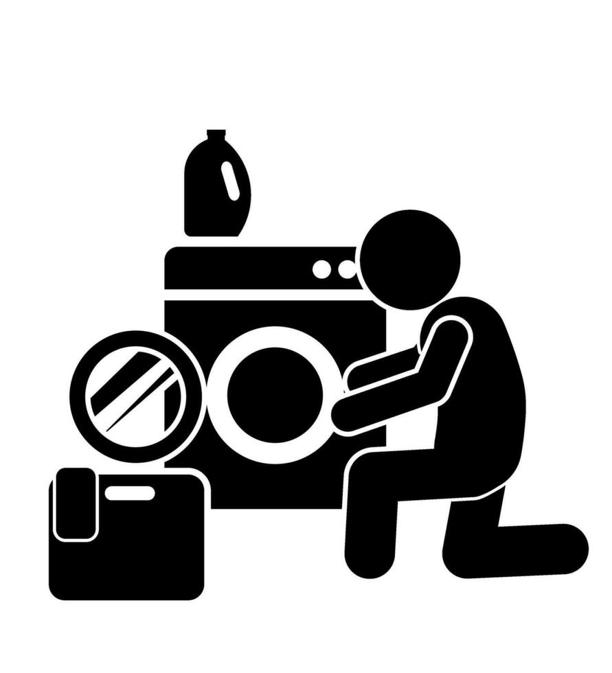 lavanderia iconografia navegação lavando roupas símbolos vetor