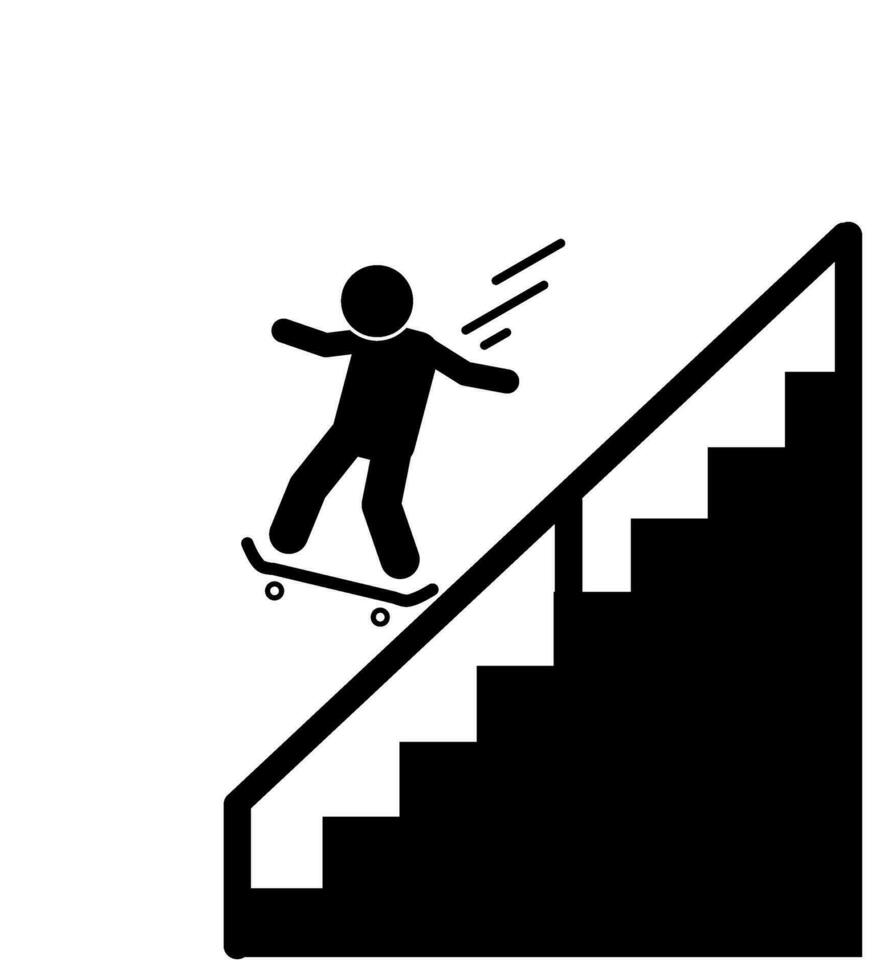 silhueta do uma homem jogando uma skate. aprender skate vetor ilustração ícone. skater.skateboarding. pictograma, stickman e bastão figura