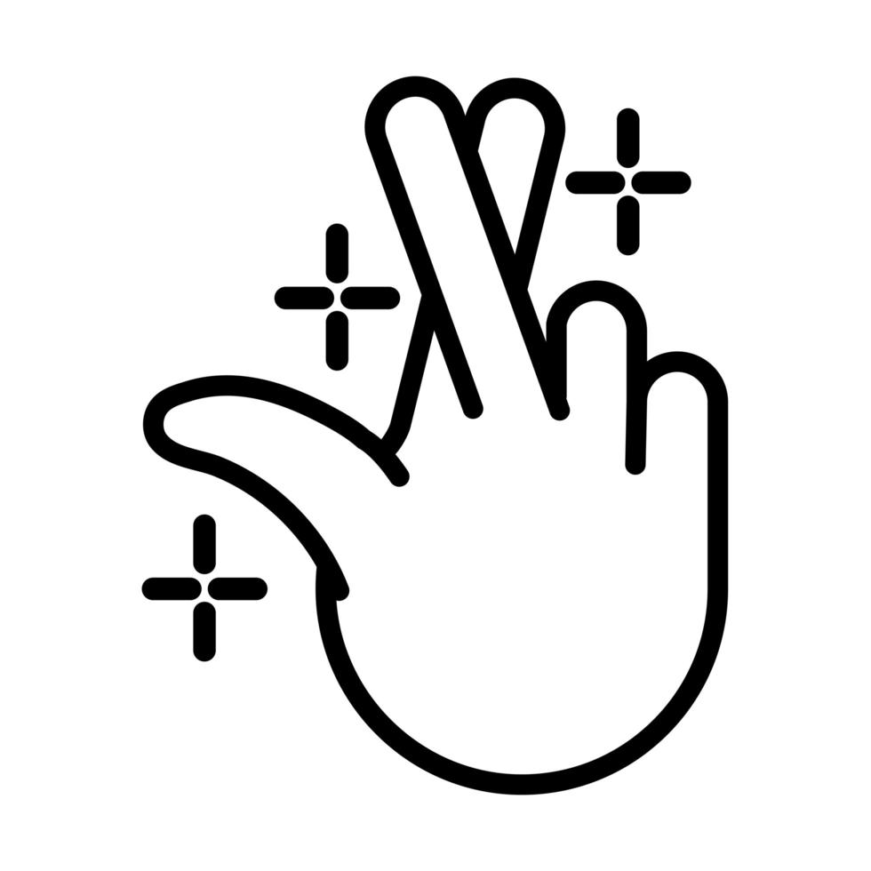 mão cruzando dedos sinalizando estilo de linha vetor