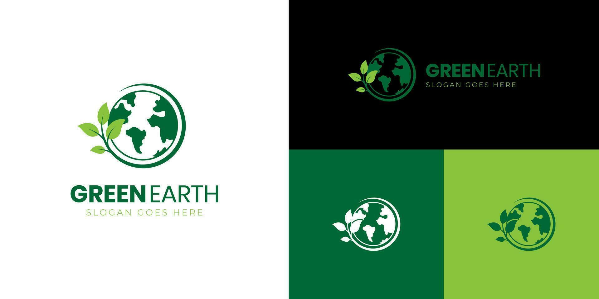 natureza globo e terra folha logotipo ícone projeto, planeta terra com plantar gráfico elemento, símbolo, placa para verde terra dia conceito logotipo modelo vetor