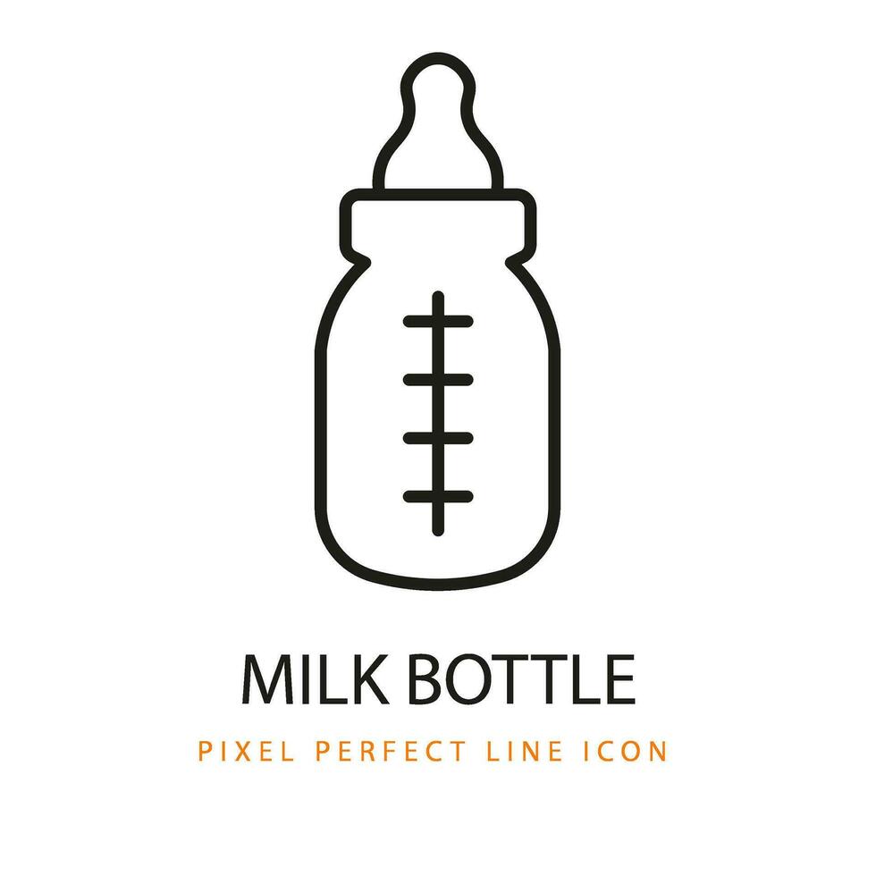 leite garrafa ícone linha arte pixel perfeito infantil bebê vetor