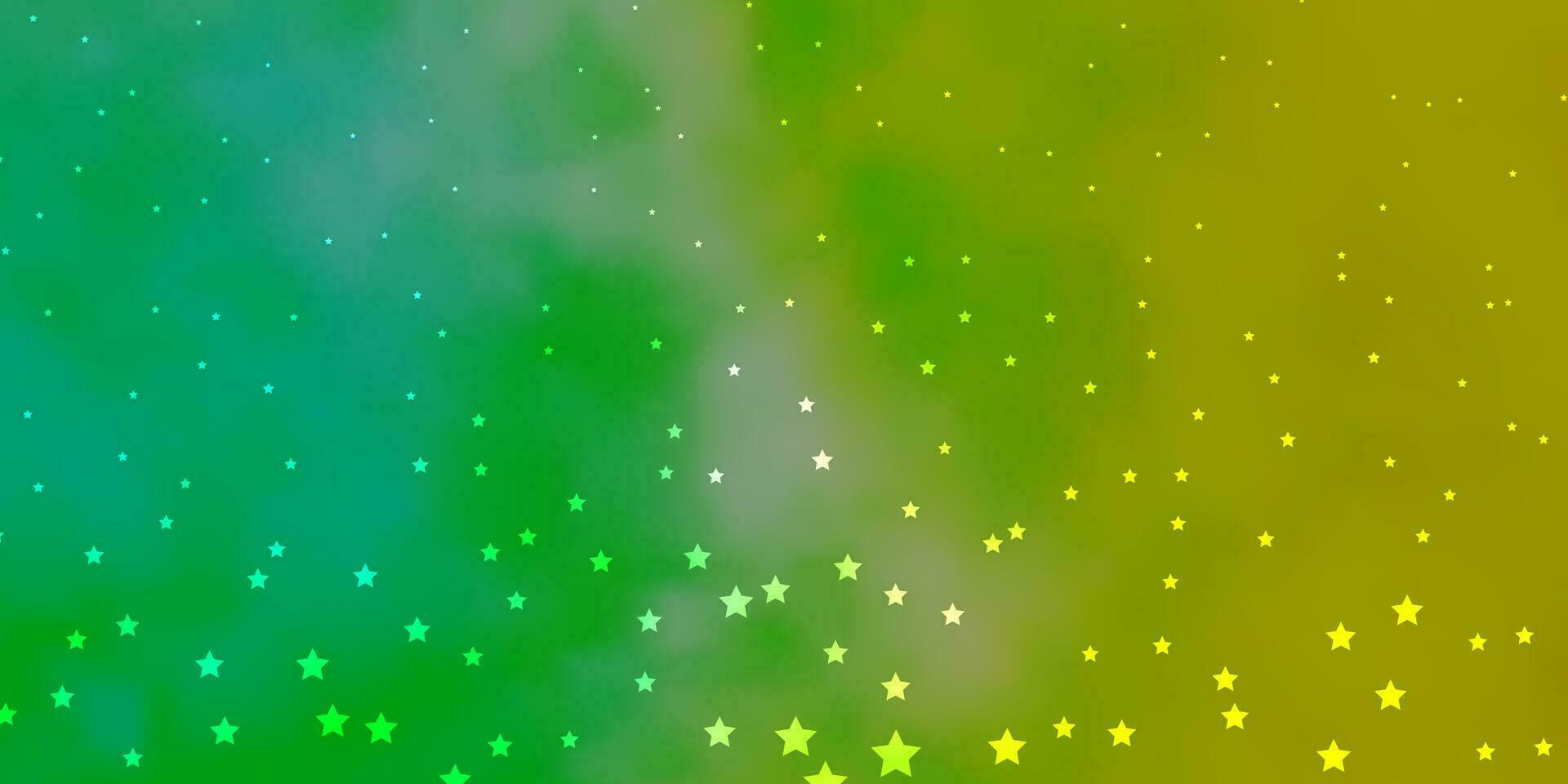 layout de vetor verde escuro e amarelo com estrelas brilhantes.