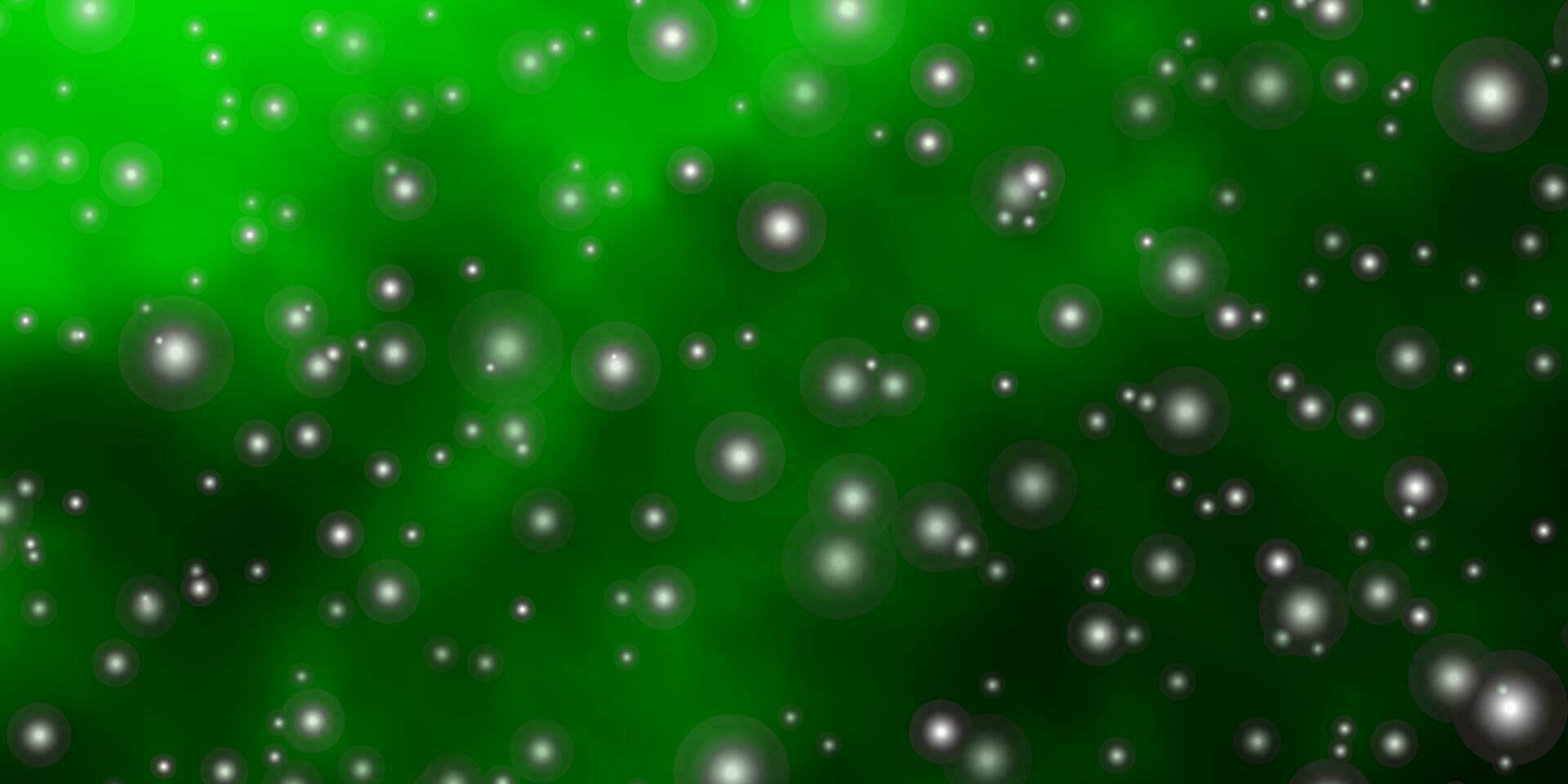 fundo do vetor verde claro com estrelas pequenas e grandes.