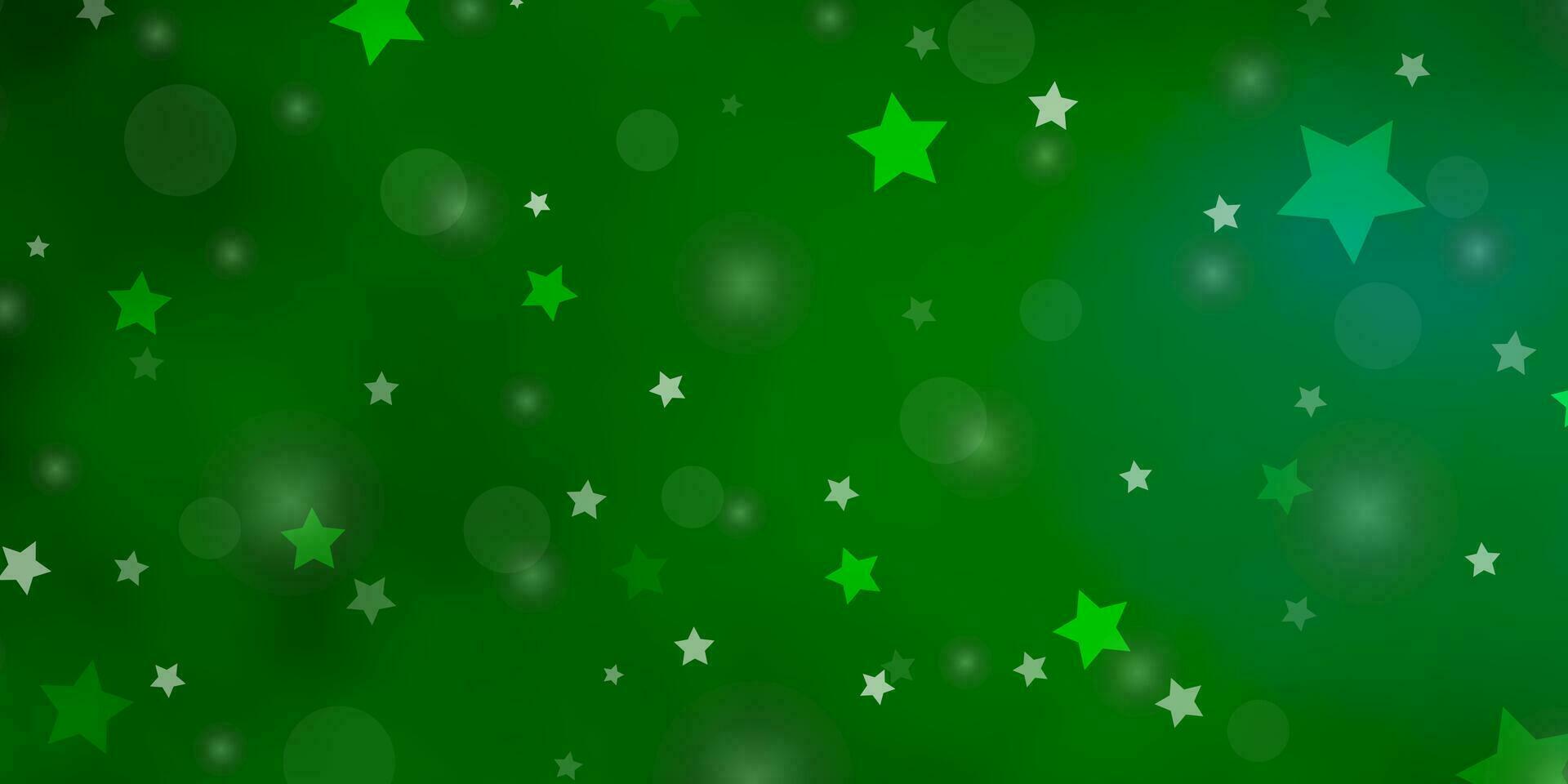luz de fundo verde vetor com círculos, estrelas.
