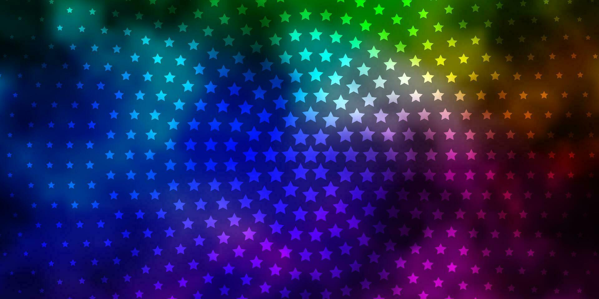 fundo escuro do vetor multicolor com estrelas pequenas e grandes.