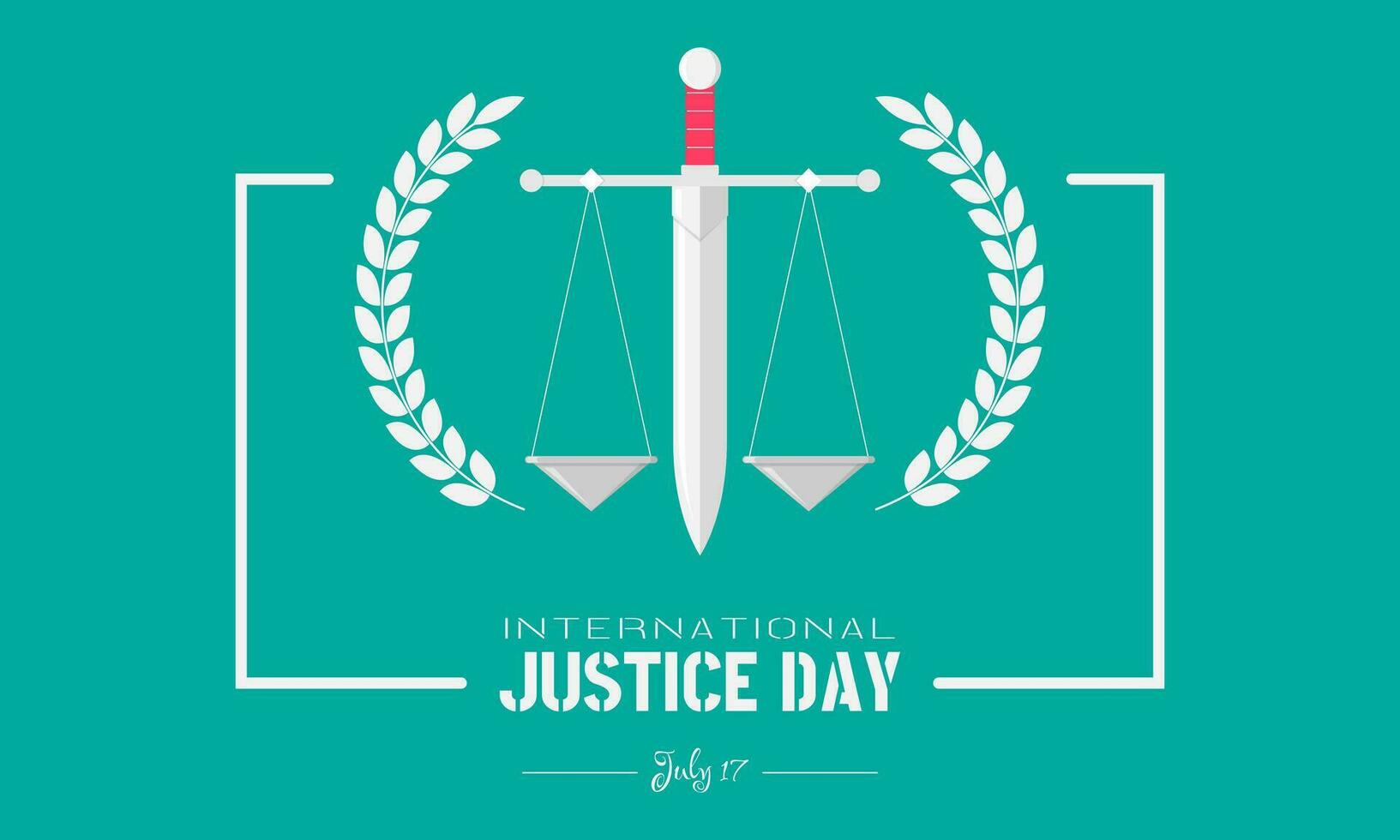 internacional justiça dia saudações com espada e balanças vetor