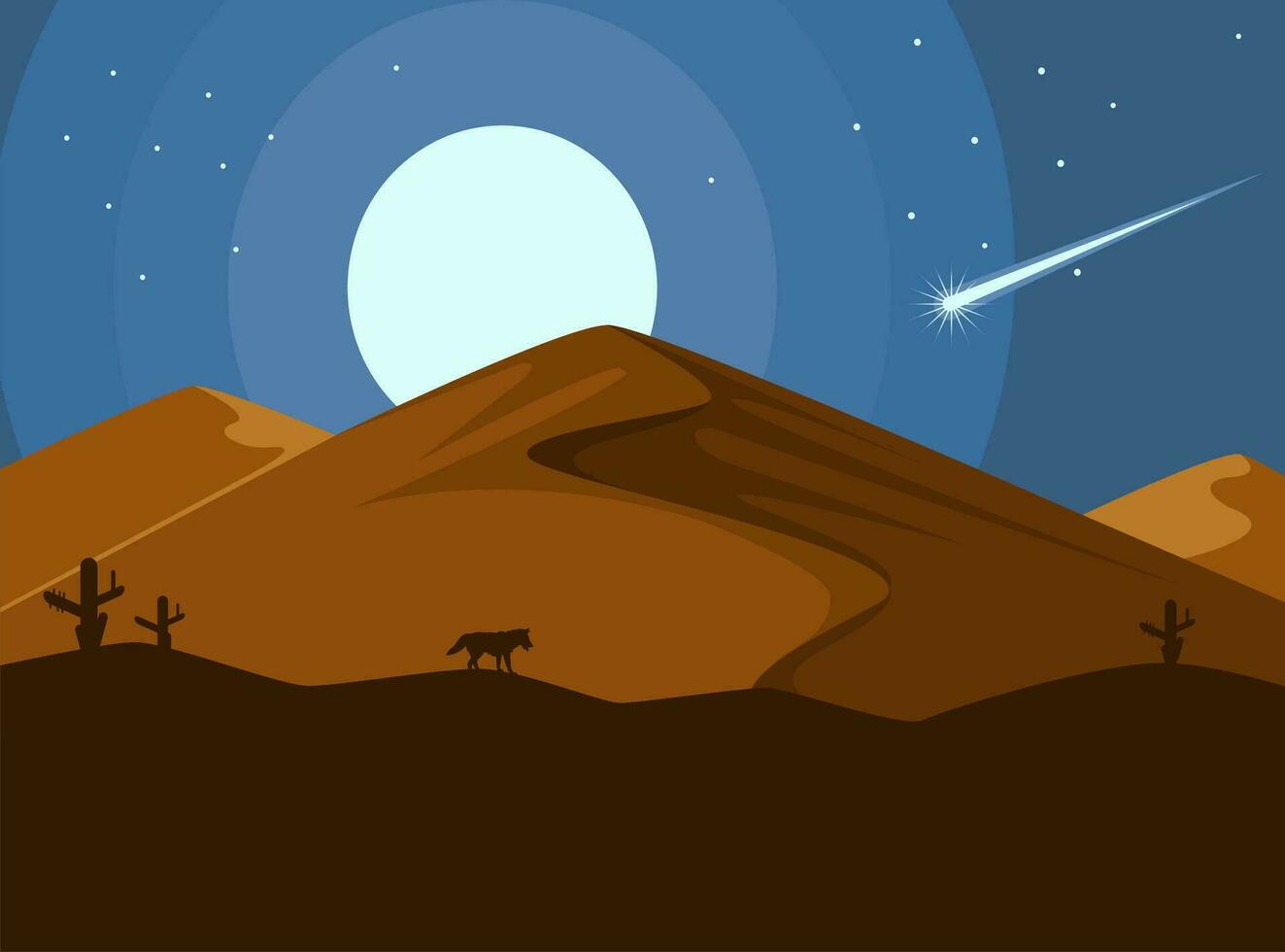 ilustração do cheio lua dentro a deserto vetor