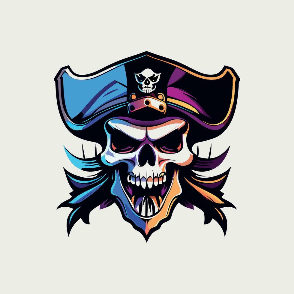 vetor gritando crânio pirata ilustração