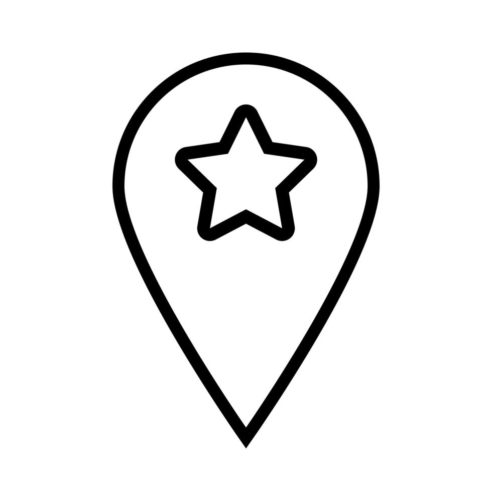 localização do ponteiro do pino com ícone de estilo de linha em estrela vetor