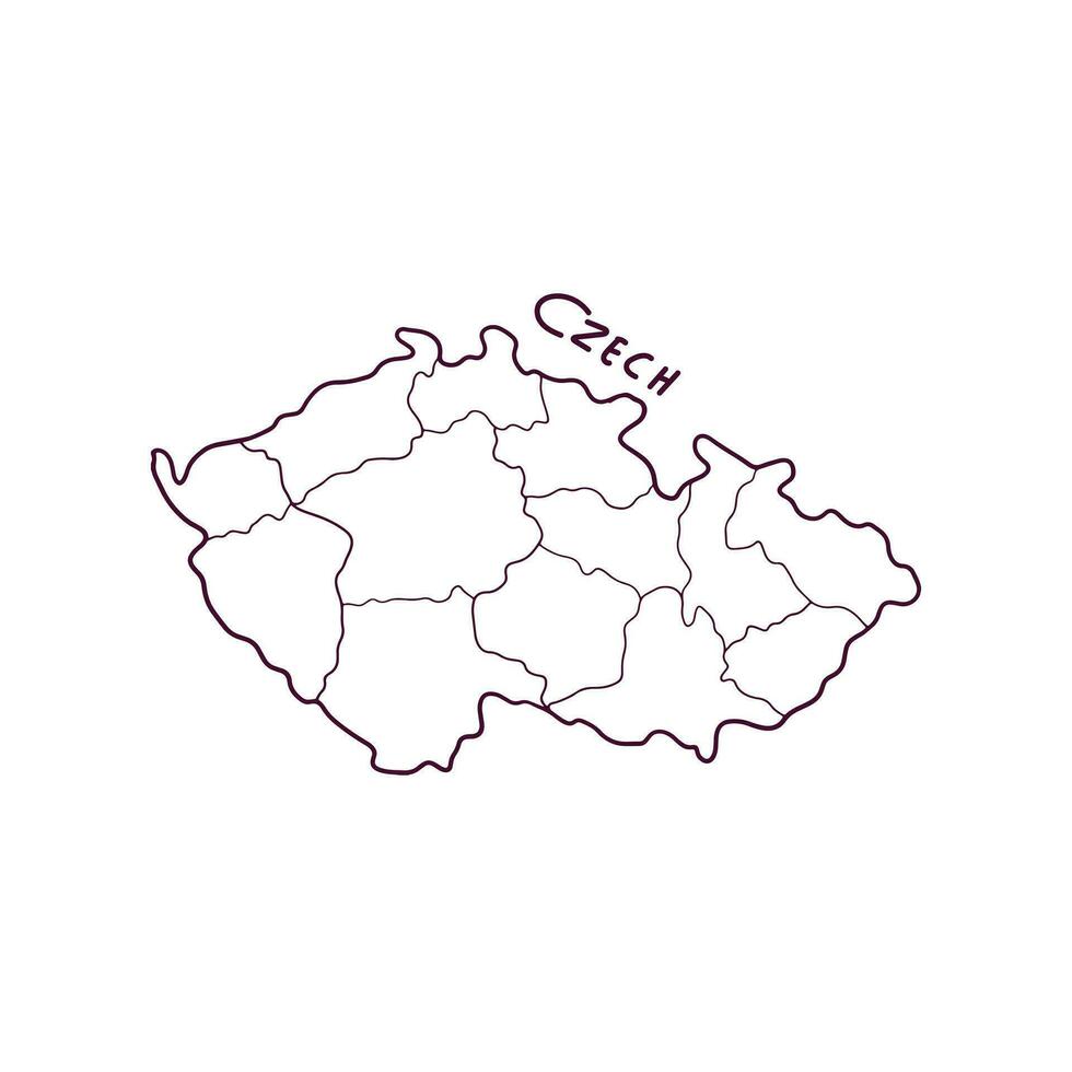 mão desenhado rabisco mapa do tcheco. vetor ilustração