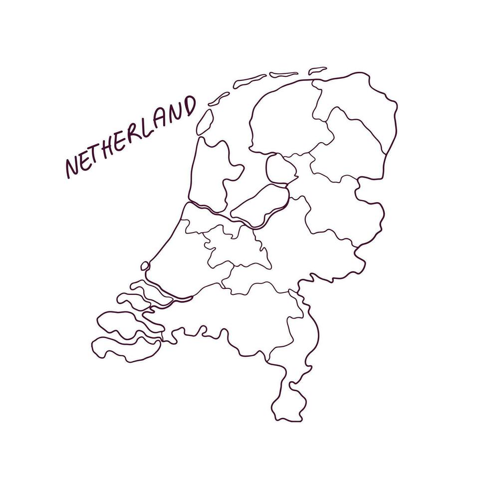 mão desenhado rabisco mapa do Holanda. vetor ilustração