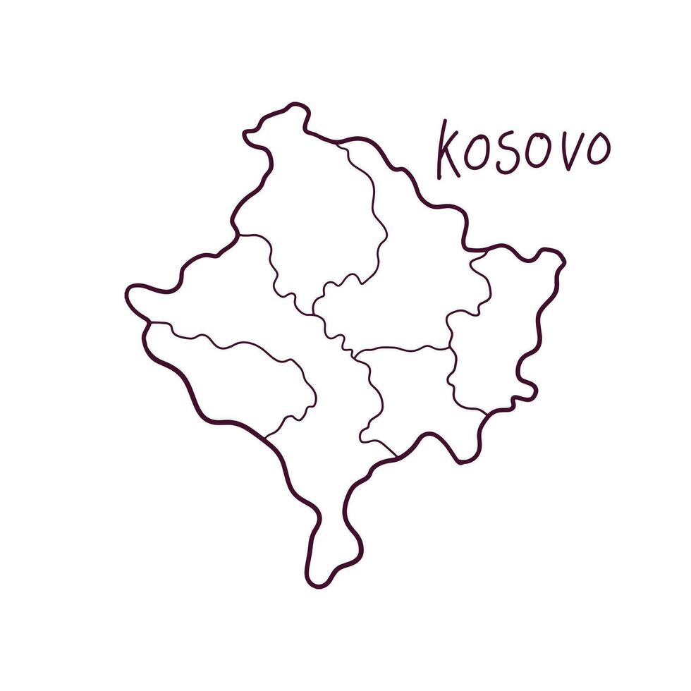 mão desenhado rabisco mapa do kosovo. vetor ilustração