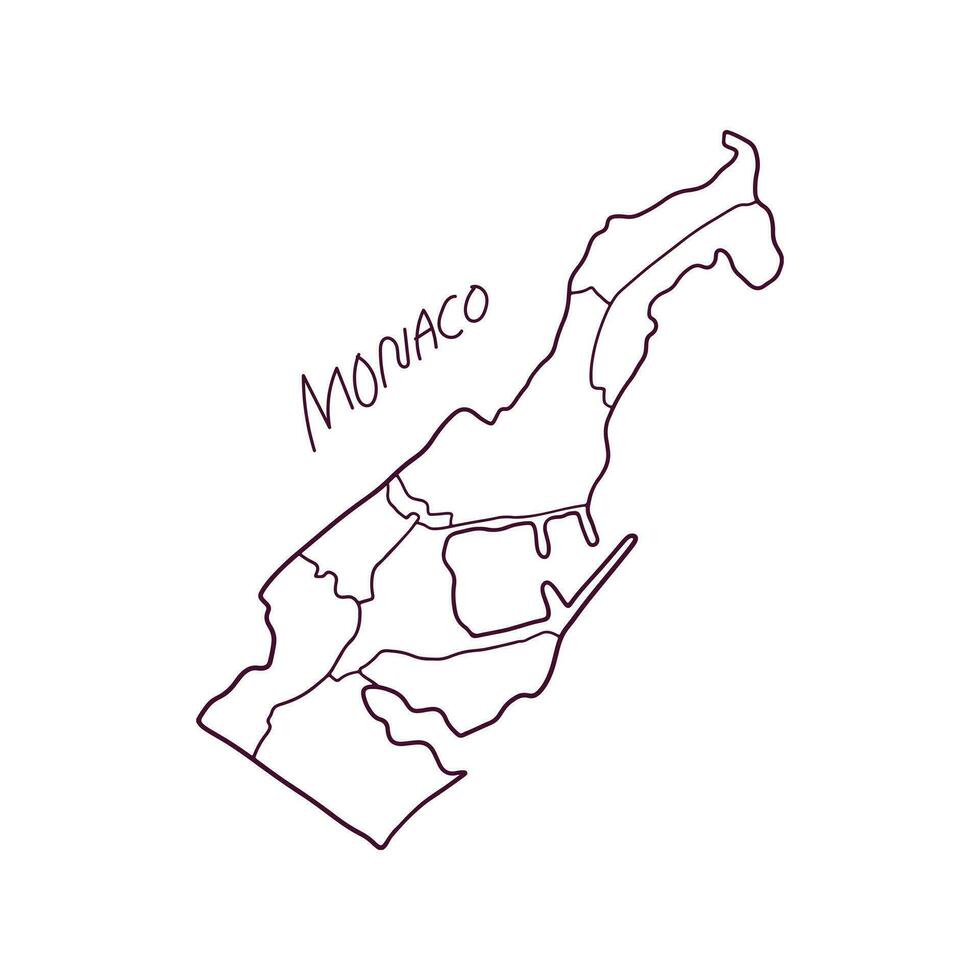 mão desenhado rabisco mapa do mônaco. vetor ilustração