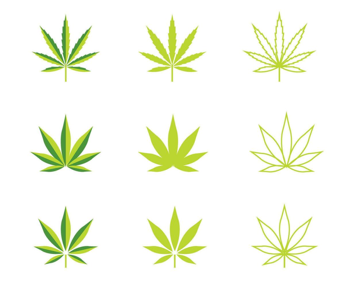 maconha folhas ícones vetor