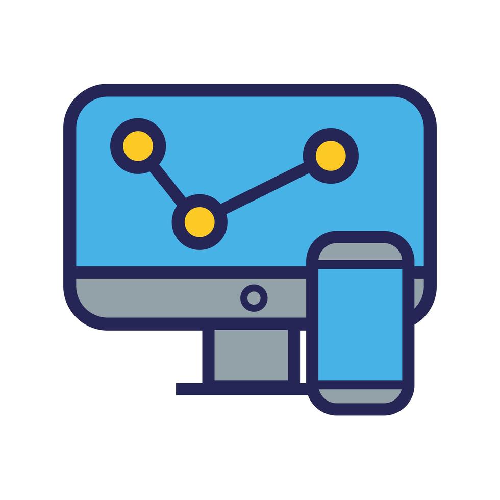 ícone de estilo de arquivo da área de trabalho do computador e smartphone vetor