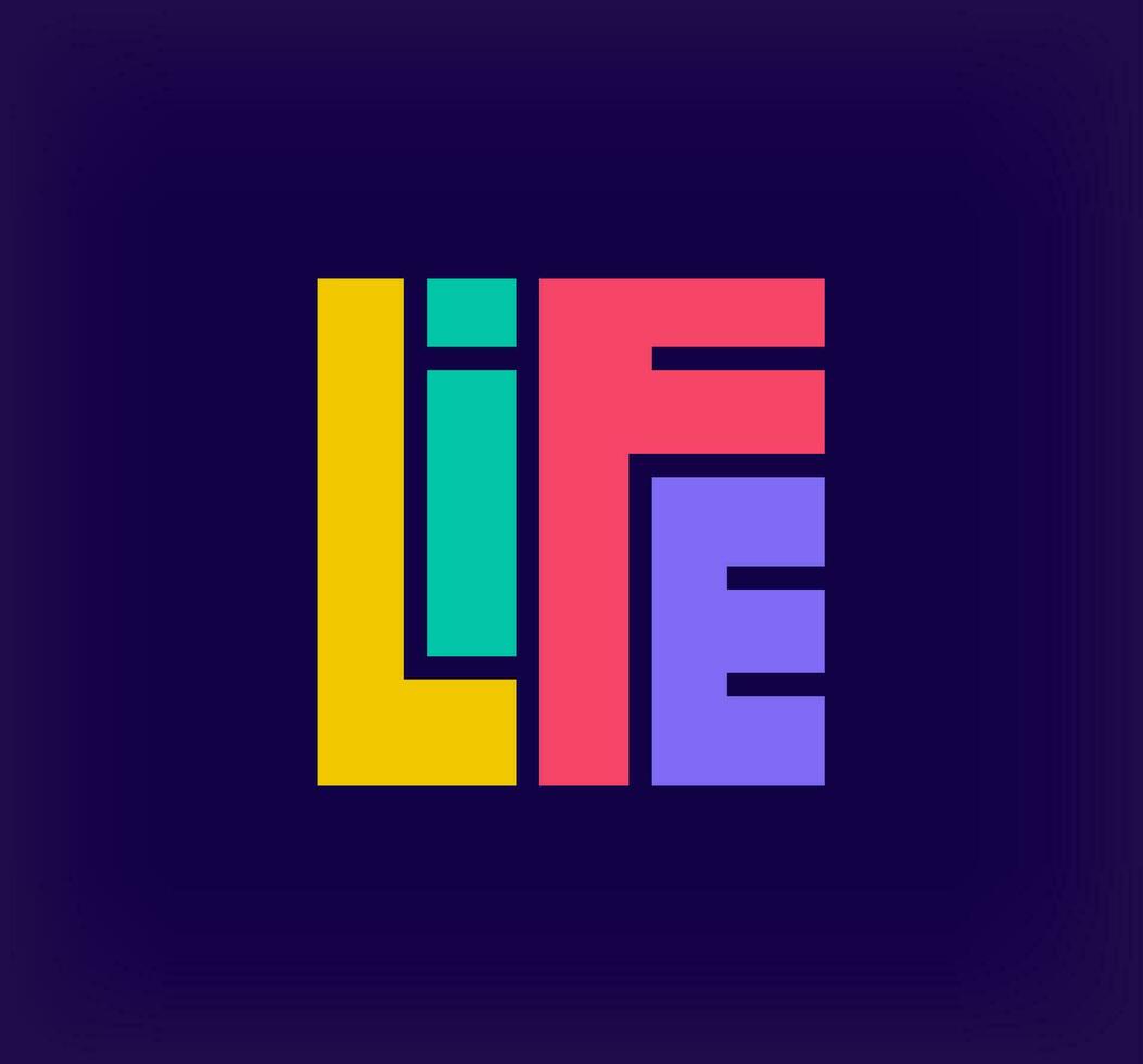 criativo vida letras logotipo. único cor transições. vida letras logotipo modelo dentro único quadrado. vetor