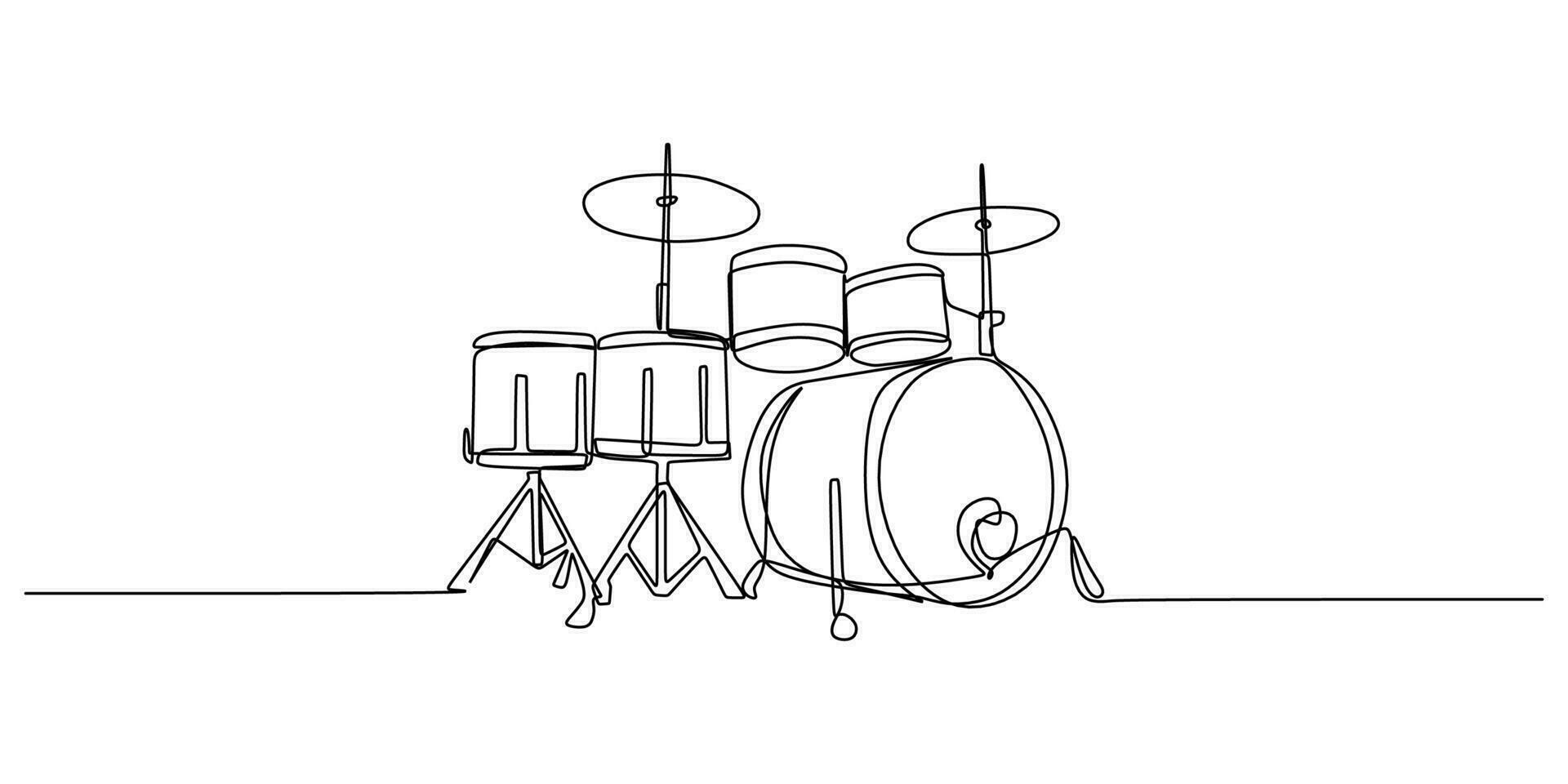 contínuo solteiro 1 linha do tambor conjunto isolado em branco fundo. vetor