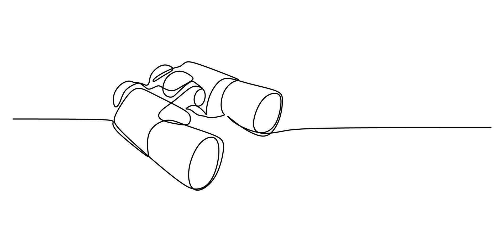 contínuo solteiro 1 linha do binóculos isolado em branco fundo. vetor