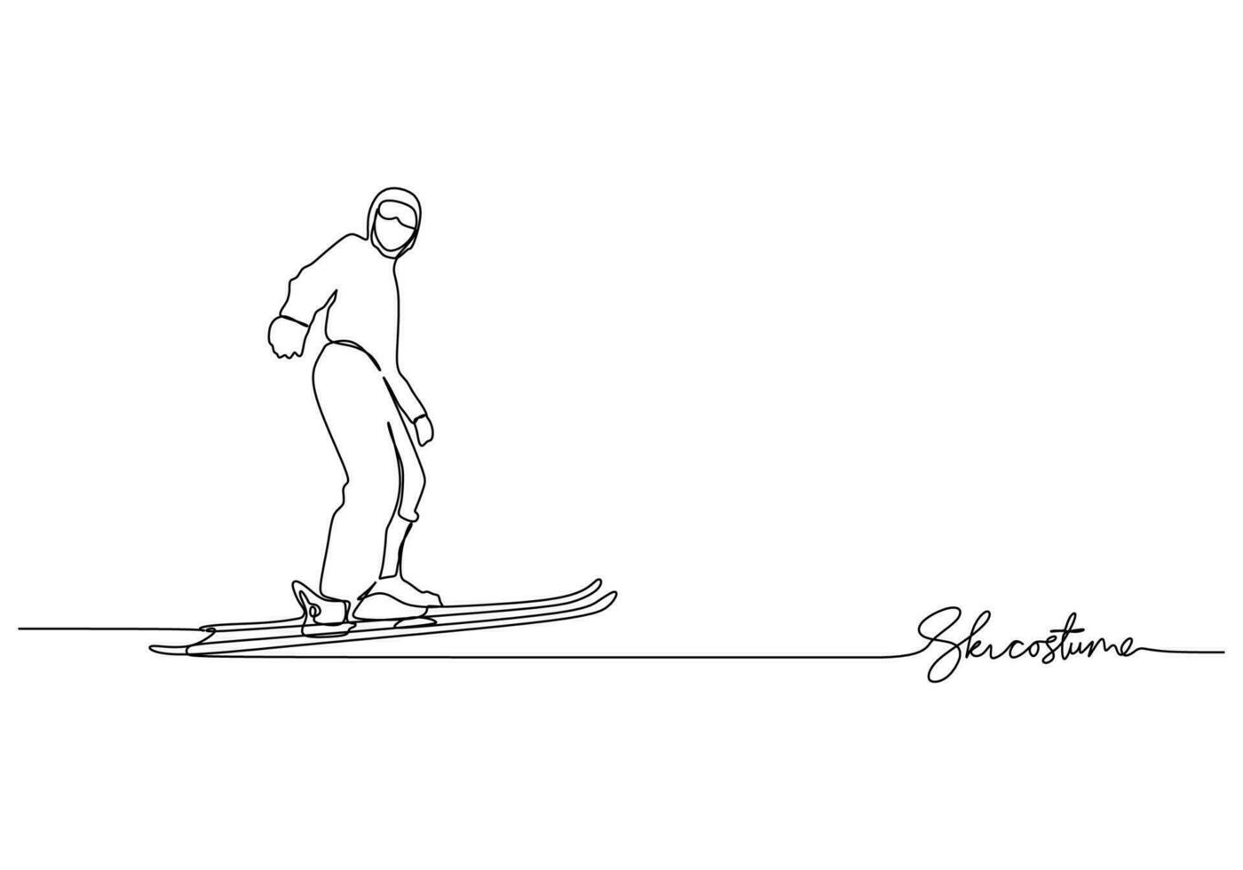 esqui traje 1 linha desenhando contínuo mão desenhado esporte tema objeto vetor