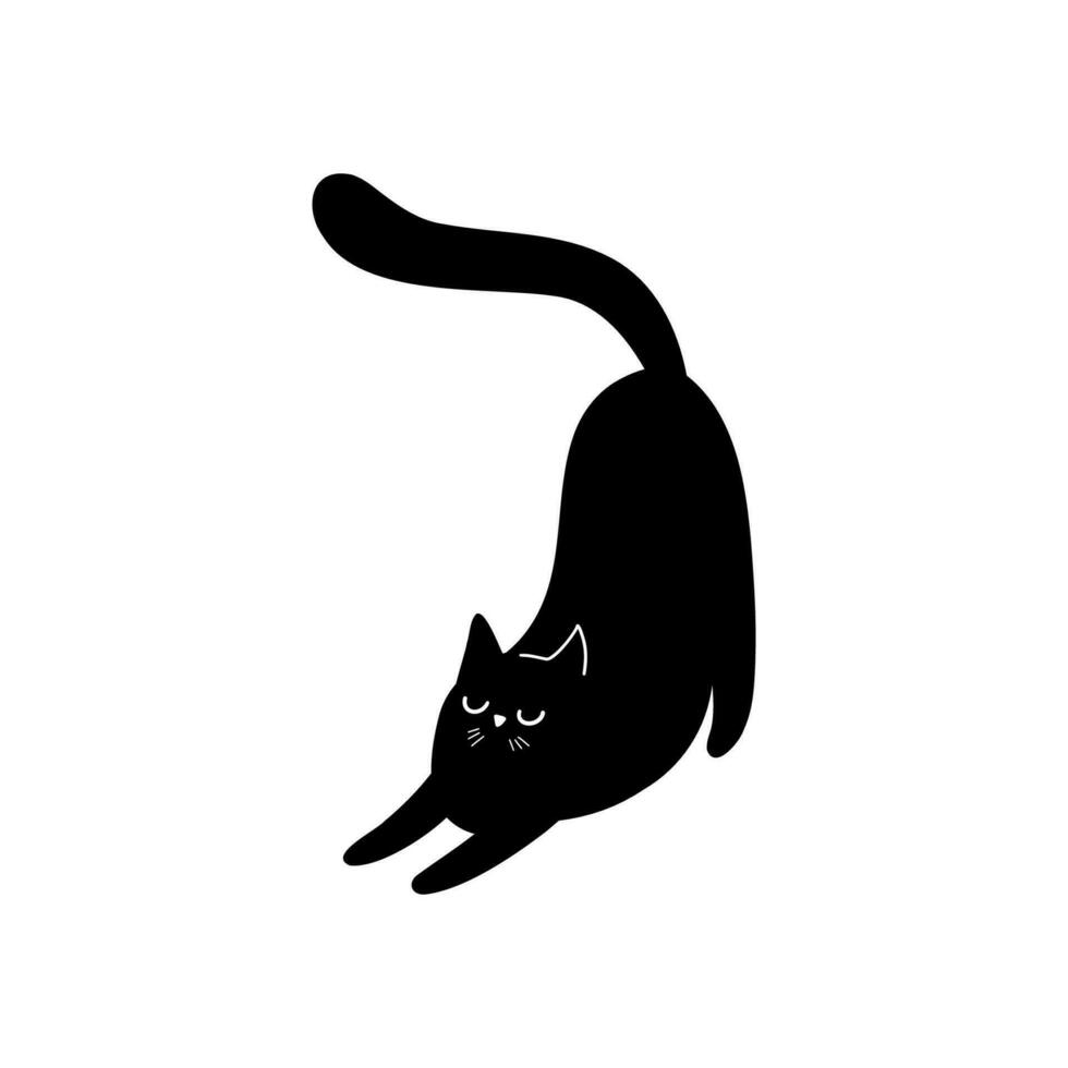 alongamento Preto gato ilustração vetor