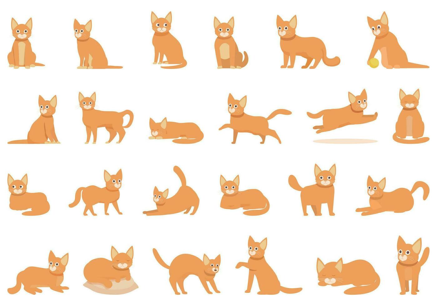 abissínio gato ícones conjunto desenho animado vetor. animal animal vetor