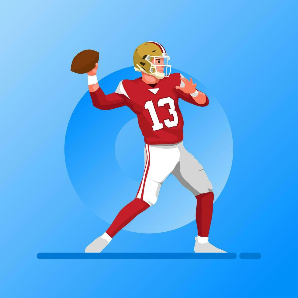 homem pessoa esporte rúgbi americano futebol vetor ilustração. desenho animado masculino personagem isolado em gradações fundo.