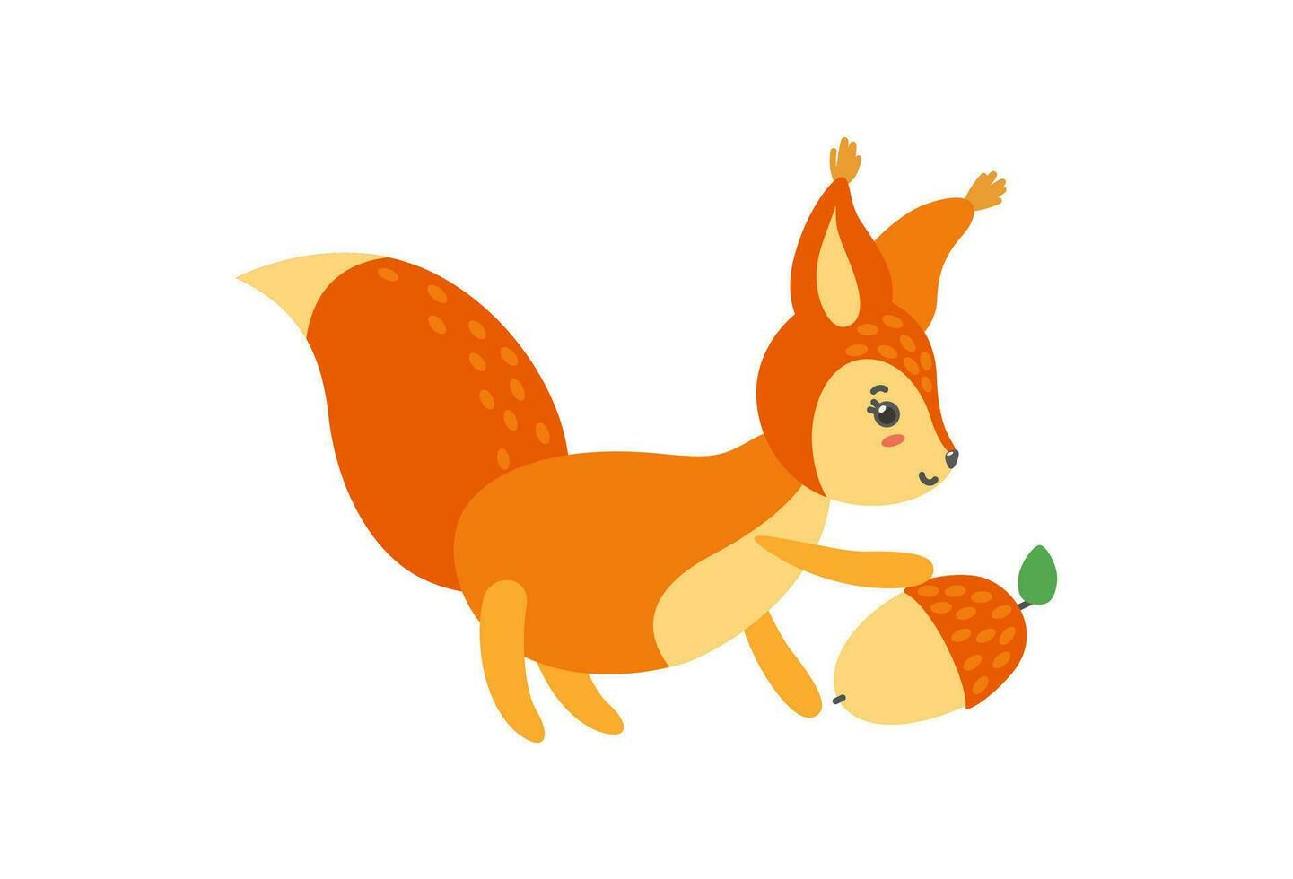 esquilo com bolota isolado dentro branco fundo. ilustração do brincalhão bebê esquilo. vetor ilustração