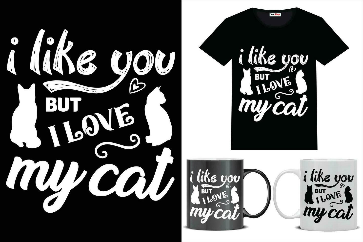 SVG gato t camisa Projeto Eu gostar você mas Eu amor meu gato vetor