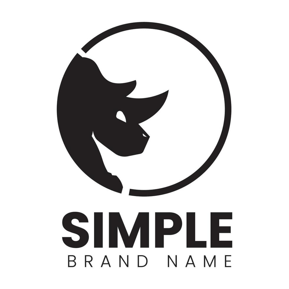 simples logotipo Projeto modelo, com uma rinoceronte cabeça ícone dentro uma Preto círculo vetor