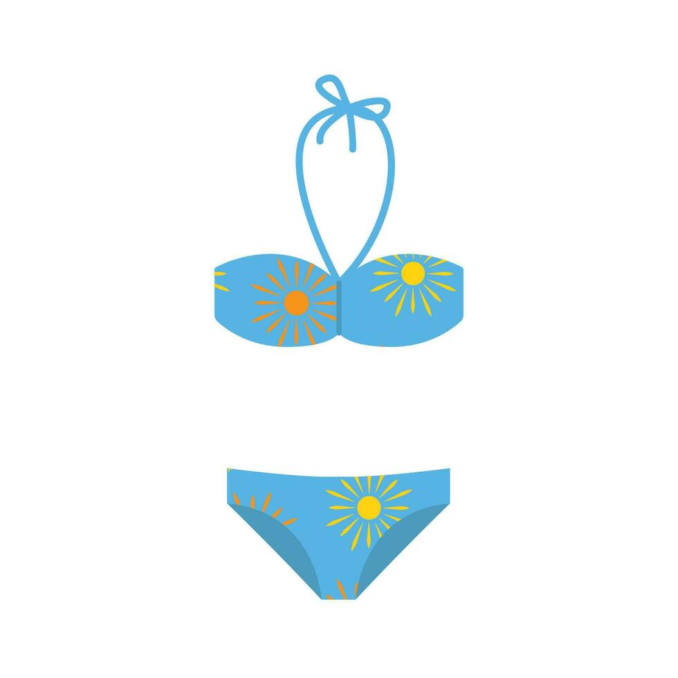 lingerie e maiôs vetor adesivos. mulher de praia estação moda roupas, roupa de banho, roupa íntima tops e partes inferiores. vetor plano ilustração isolado. verão vibrações bandeira. azul.