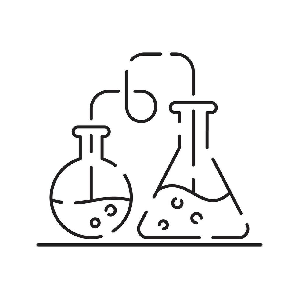 química e laboratório relacionado linha ícone. Ciência e científico equipamento linear ícone. laboratório e experimentar esboço vetor placa biologia. teste instrumentos.