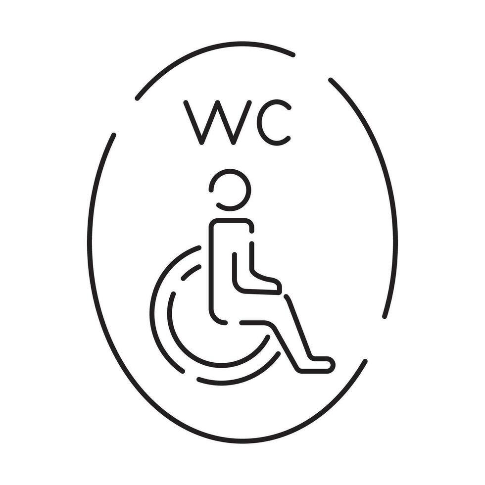 Desativado pessoas linha ícone, esboço vetor símbolo, linear estilo pictograma. sinais, logotipo ilustração. cadeira de rodas, mais velho, deficiente, surdo e social emitir.
