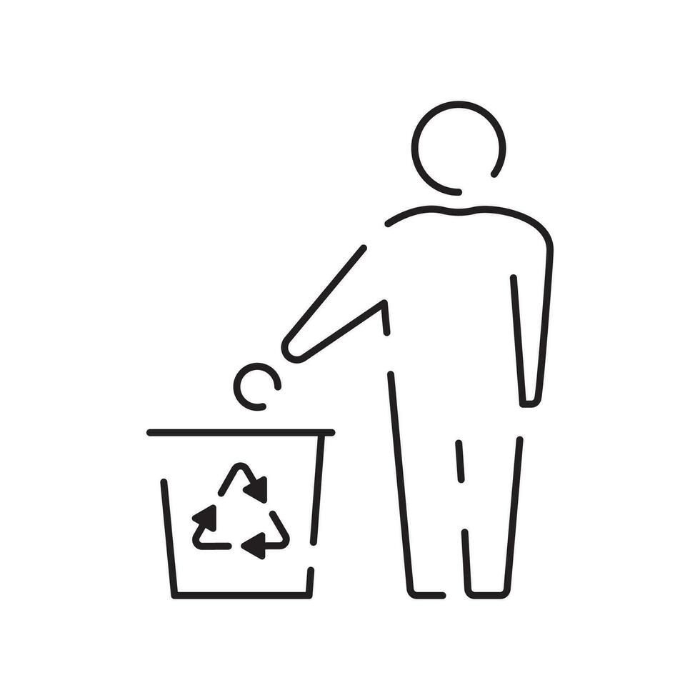 Lixo linha ícone vetor. reciclar material ilustração placa. verde símbolo bobagem, lixo. vetor