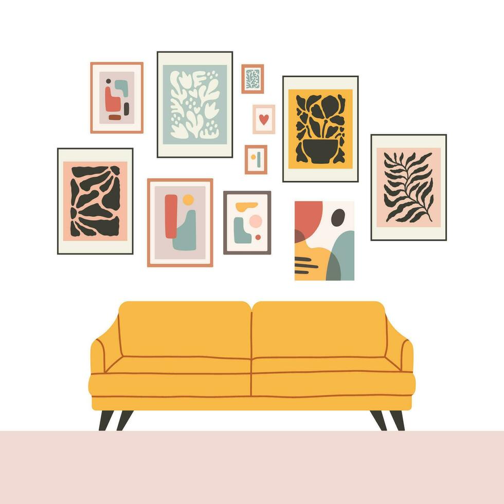 vivo quarto moderno interior definir. vetor plano estilo coleção do mobília para casa isolado em branco fundo.